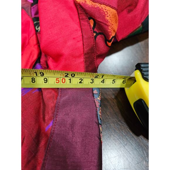 Rare Vintage Thai 100% Silk Patxhwork Jacket Blazer Size L Red Asian Artsy Boho - Picture 6 of 7